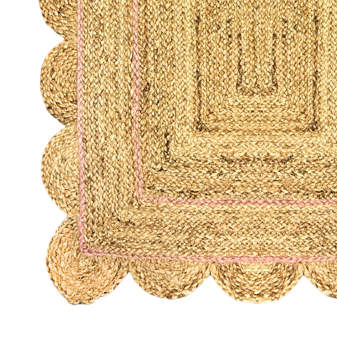 We pride ourselves on treating each customer who walks into the store just  like family. Helping people to find the 2.5x4 Scalloped Jute Rug - Natural  / Pink Laura Park